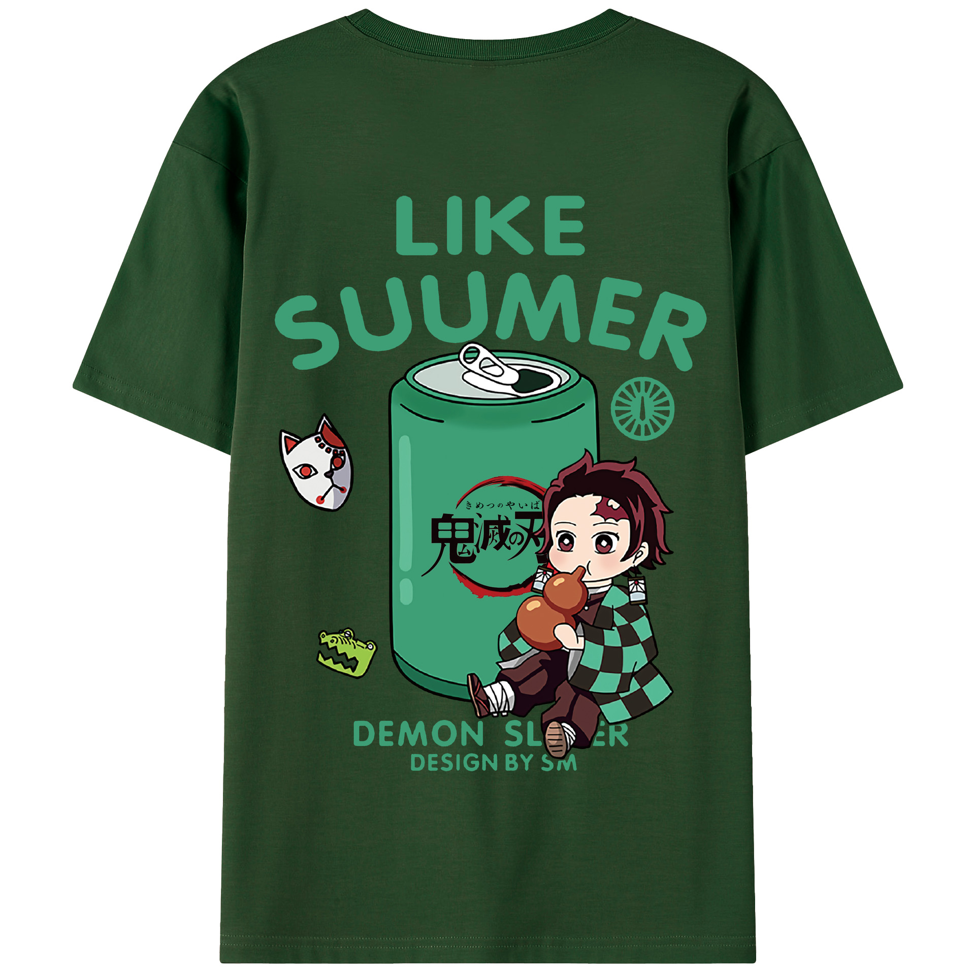 （画像用） 鬼滅の刃 竈門 炭治郎／かまど たんじろう Kamado Tanjirou 綿100％半袖Tシャツ（背面プリント）